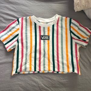 Cropped Vans T-Shirt w/Colorful Stripes